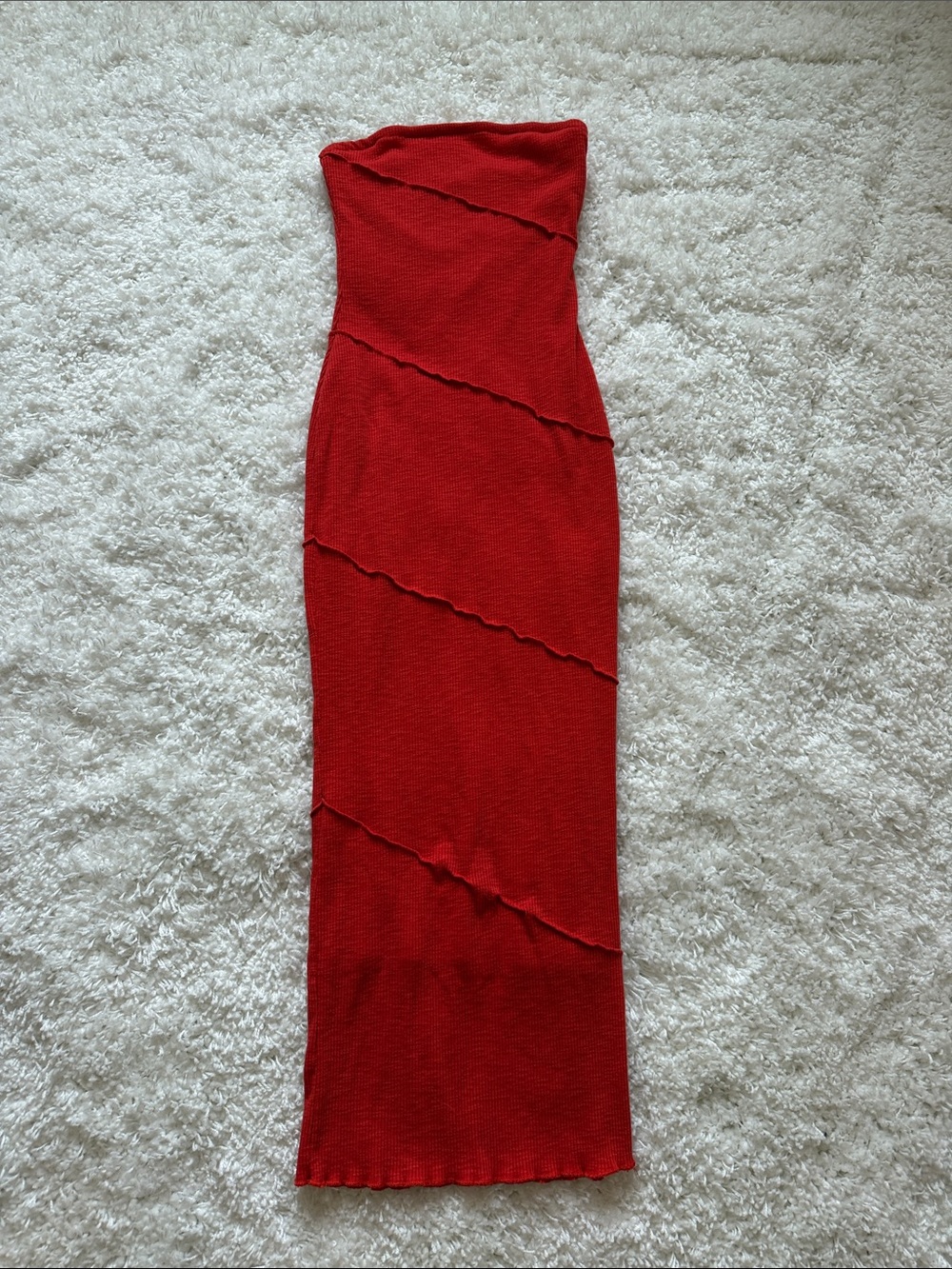 Pretty Garden Strapless Red Bodycon Maxi Dress